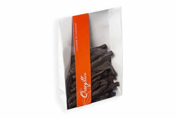 Orangettes chocolat L’alchimie du chocolat – écorces d’orange confites enrobées de chocolat noir belge