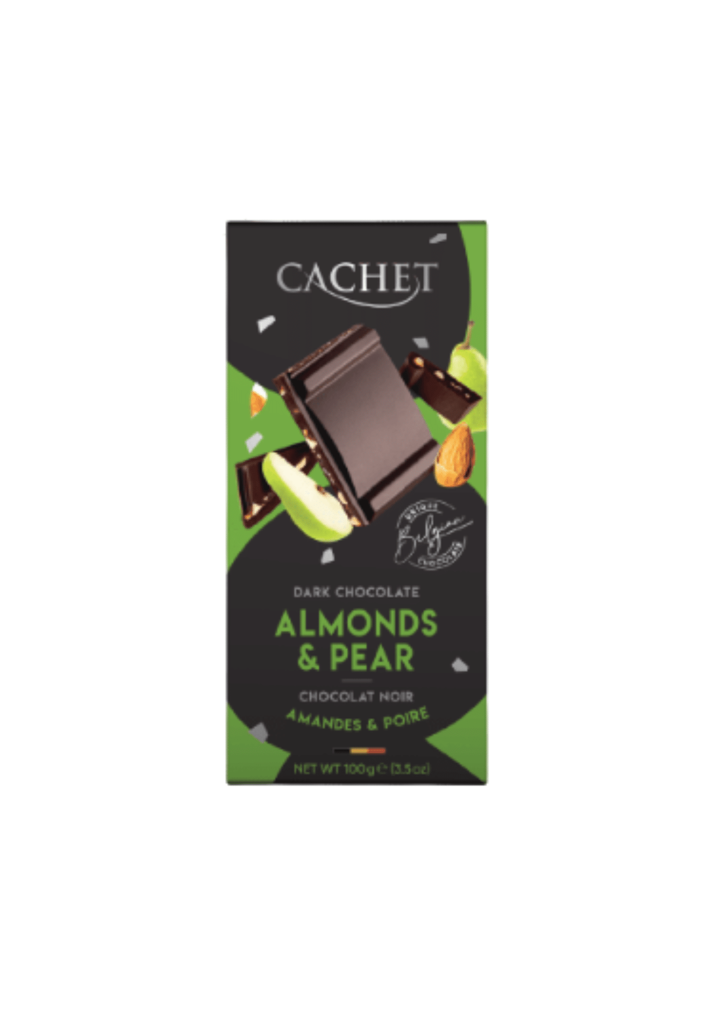 CACHET Amandes & poire Choc. Noir 100g