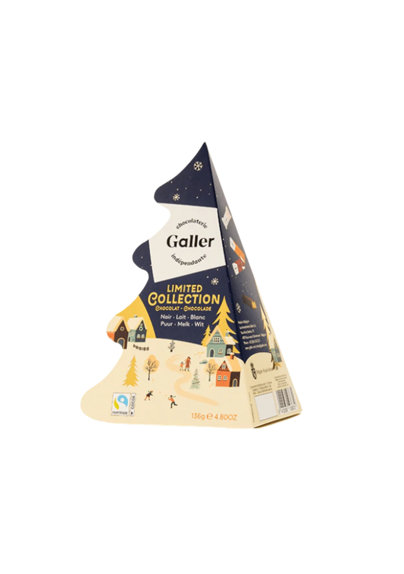 Boîte sapin Galler 134 g remplie de Rawetes et Mini Bâtons – chocolats belges de Noël