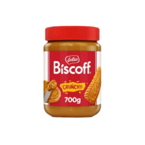 Pot de pâte à tartiner Lotus Speculoos Crunchy 700 g — pâte brun doré à texture crémeuse avec petits morceaux croquants de spéculoos.