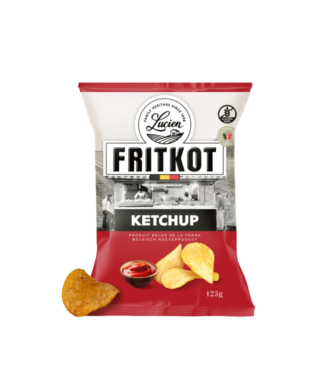 Chips de Lucien Fritkot Ketchup 125 g – chips belges artisanales
