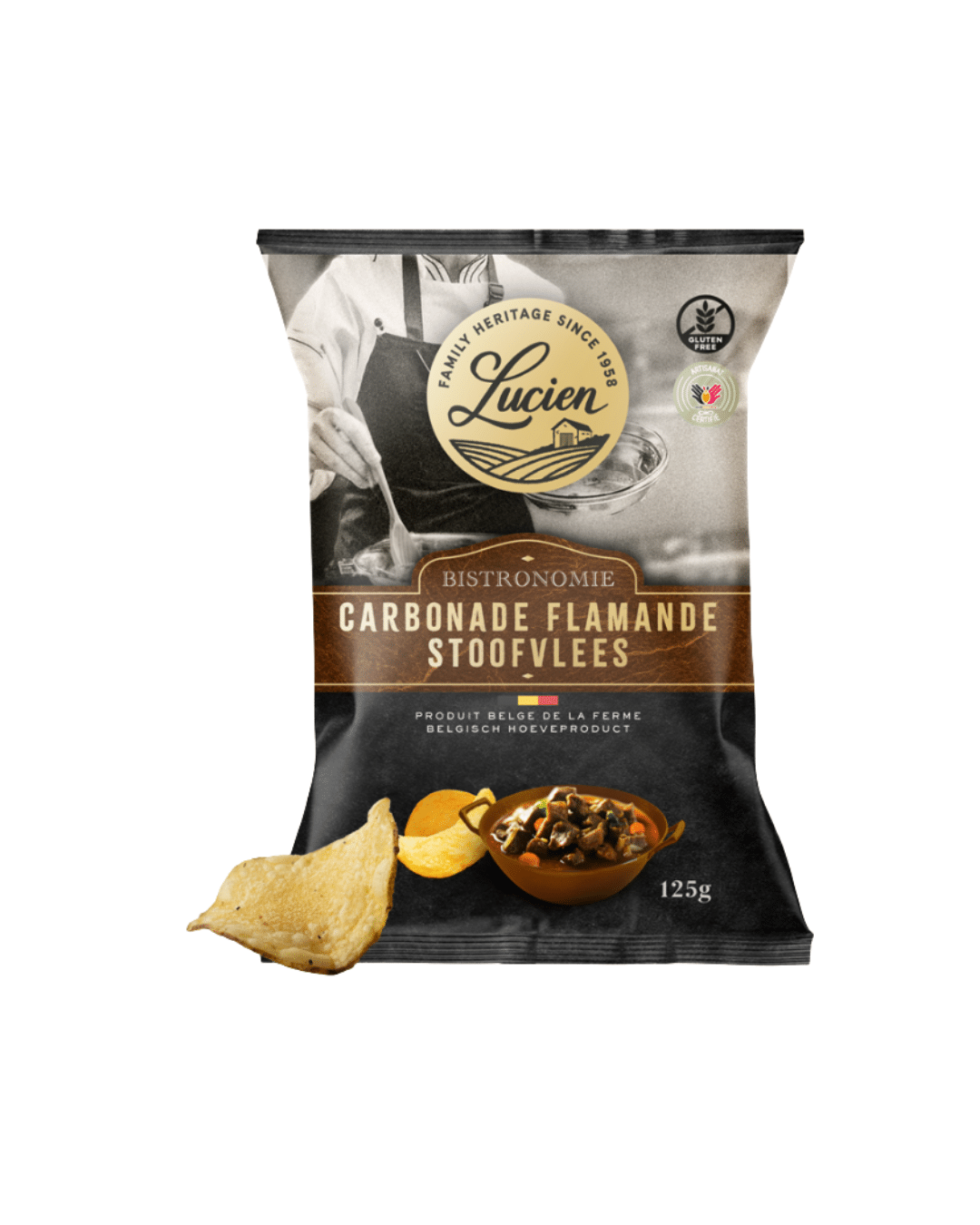 Chips de Lucien Carbonnade flamande 125 g – chips belges artisanales