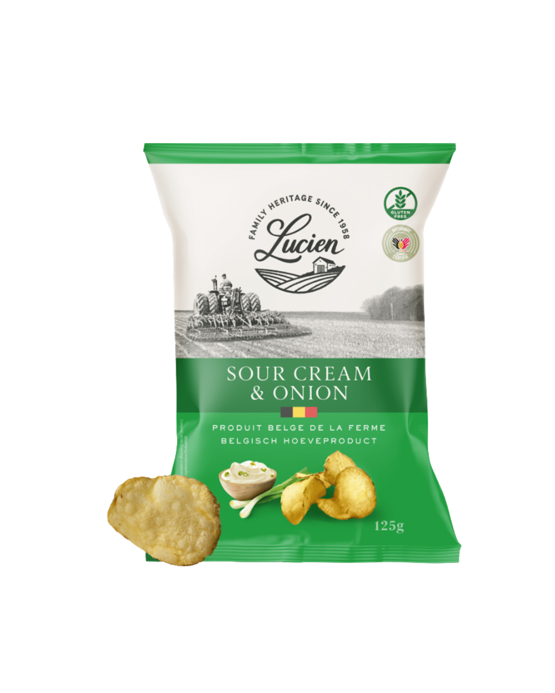 Chips de Lucien Sour Cream & Onion 125 g – chips belges artisanales