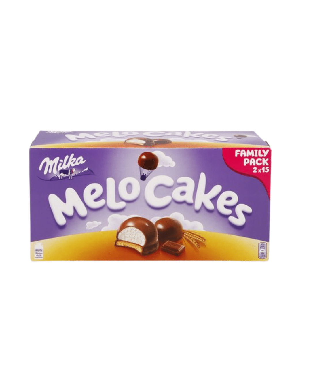 Boîte Milka Melo Cakes 500g avec gâteaux au chocolat et marshmallow